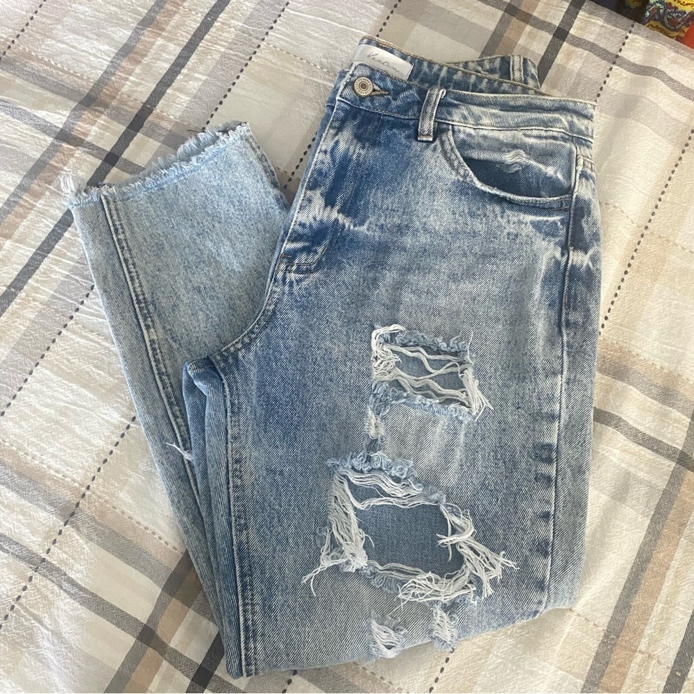 KanCan Collie High Rise Mom Jeans Distressed Blue Jeans size 9/28 - Picture 13 of 15